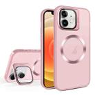 For iPhone 12 Skin Feel CD Texture MagSafe Lens Holder Phone Case(Pink) - 1