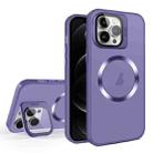 For iPhone 12 Pro Max Skin Feel CD Texture MagSafe Lens Holder Phone Case(Dark Purple) - 1