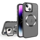 For iPhone 14 Plus Skin Feel CD Texture MagSafe Lens Holder Phone Case(Black) - 1