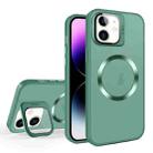 For iPhone 11 Skin Feel CD Texture MagSafe Lens Holder Phone Case(Green) - 1