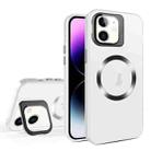 For iPhone 11 Skin Feel CD Texture MagSafe Lens Holder Phone Case(Matte White) - 1