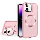 For iPhone 11 Skin Feel CD Texture MagSafe Lens Holder Phone Case(Pink) - 1