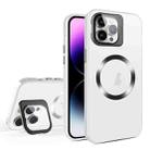 For iPhone 11 Pro Max Skin Feel CD Texture MagSafe Lens Holder Phone Case(Matte White) - 1