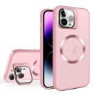For iPhone 11 Pro Max Skin Feel CD Texture MagSafe Lens Holder Phone Case(Pink) - 1
