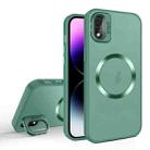 For iPhone XR Skin Feel CD Texture MagSafe Lens Holder Phone Case(Green) - 1