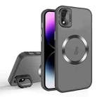 For iPhone XR Skin Feel CD Texture MagSafe Lens Holder Phone Case(Black) - 1