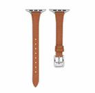 For Apple Watch 8 41mm T-shaped Slim Genuine Leather Watch Band(Dark Pink) - 1