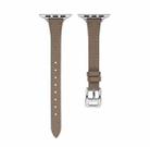 For Apple Watch Series 8 41mm T-shaped Slim Genuine Leather Watch Band(Dark Brown) - 1