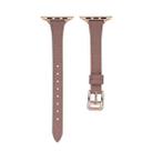 For Apple Watch SE 2022 40mm T-shaped Slim Genuine Leather Watch Band(Light Brown) - 1