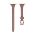 For Apple Watch SE 2022 44mm T-shaped Slim Genuine Leather Watch Band(Light Brown) - 1