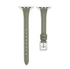 For Apple Watch 7 41mm T-shaped Slim Genuine Leather Watch Band(Light Green) - 1