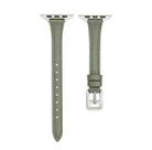 For Apple Watch 3 38mm T-shaped Slim Genuine Leather Watch Band(Light Green) - 1