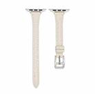 For Apple Watch 9 45mm T-shaped Slim Genuine Leather Watch Band(White) - 1
