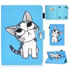 For 7 inch Universal Voltage Painted Pattern Tablet PC Protective Leather Case with Bracket & Card Slots & Pen Slot & Anti-skid Strip(Blue Cat) - 1