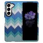 For Samsung Galaxy Z Fold5 Textile Texture Matte Ultra-thin Folding Phone Case(Sea ??Blue) - 1