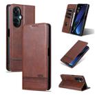 For OPPO K11x AZNS Magnetic Calf Texture Flip Leather Phone Case(Dark Brown) - 1