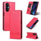 For OPPO K11x AZNS Magnetic Calf Texture Flip Leather Phone Case(Red) - 1