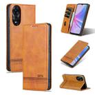 For OPPO A78 4G AZNS Magnetic Calf Texture Flip Leather Phone Case(Light Brown) - 1