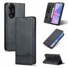 For OPPO A78 4G AZNS Magnetic Calf Texture Flip Leather Phone Case(Black) - 1