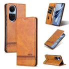 For OPPO Reno10 Global AZNS Magnetic Calf Texture Flip Leather Phone Case(Light Brown) - 1