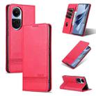 For OPPO Reno10 Global AZNS Magnetic Calf Texture Flip Leather Phone Case(Red) - 1