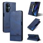 For OPPO K11 5G / OnePlus Nord CE3 AZNS Magnetic Calf Texture Flip Leather Phone Case(Dark Blue) - 1