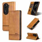 For OPPO Reno11 China AZNS Magnetic Calf Texture Flip Leather Phone Case(Light Brown) - 1