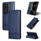 For OPPO Reno11 China AZNS Magnetic Calf Texture Flip Leather Phone Case(Dark Blue) - 1