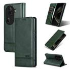 For OPPO Reno11 China AZNS Magnetic Calf Texture Flip Leather Phone Case(Dark Green) - 1