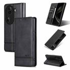 For OPPO Reno11 Pro China AZNS Magnetic Calf Texture Flip Leather Phone Case(Black) - 1