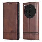 For OPPO Find X7 AZNS Magnetic Calf Texture Flip Leather Phone Case(Dark Brown) - 1