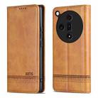 For OPPO Find X7 AZNS Magnetic Calf Texture Flip Leather Phone Case(Light Brown) - 1