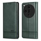 For OPPO Find X7 AZNS Magnetic Calf Texture Flip Leather Phone Case(Dark Green) - 1