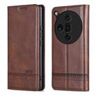 For OPPO Find X7 Ultra AZNS Magnetic Calf Texture Flip Leather Phone Case(Dark Brown) - 1