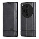 For OPPO Find X7 Ultra AZNS Magnetic Calf Texture Flip Leather Phone Case(Black) - 1