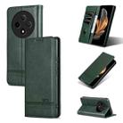 For OPPO A3 Pro 5G AZNS Magnetic Calf Texture Flip Leather Phone Case(Dark Green) - 1