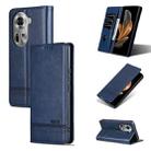 For OPPO Reno11 Global AZNS Magnetic Calf Texture Flip Leather Phone Case(Dark Blue) - 1