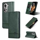 For OPPO Reno11 Global AZNS Magnetic Calf Texture Flip Leather Phone Case(Dark Green) - 1