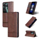 For OPPO Reno11 F AZNS Magnetic Calf Texture Flip Leather Phone Case(Dark Brown) - 1