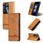 For OPPO Reno11 F AZNS Magnetic Calf Texture Flip Leather Phone Case(Light Brown) - 1