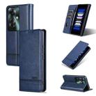 For OPPO Reno11 F AZNS Magnetic Calf Texture Flip Leather Phone Case(Dark Blue) - 1