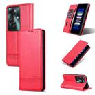 For OPPO Reno11 F AZNS Magnetic Calf Texture Flip Leather Phone Case(Red) - 1