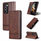 For OPPO Reno12 Global AZNS Magnetic Calf Texture Flip Leather Phone Case(Dark Brown) - 1