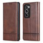 For OPPO Reno12 Global AZNS Magnetic Calf Texture Flip Leather Phone Case(Dark Brown) - 3