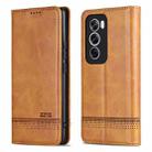 For OPPO Reno12 Global AZNS Magnetic Calf Texture Flip Leather Phone Case(Light Brown) - 3