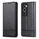 For OPPO Reno12 Global AZNS Magnetic Calf Texture Flip Leather Phone Case(Black) - 3