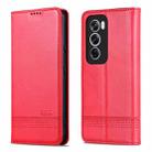 For OPPO Reno12 Global AZNS Magnetic Calf Texture Flip Leather Phone Case(Red) - 3