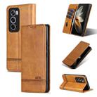 For OPPO Reno12 Pro Global AZNS Magnetic Calf Texture Flip Leather Phone Case(Light Brown) - 1