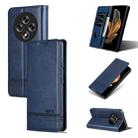 For OPPO A3 5G China AZNS Magnetic Calf Texture Flip Leather Phone Case(Dark Blue) - 1