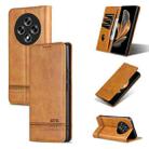 For OPPO Reno12 F 4G AZNS Magnetic Calf Texture Flip Leather Phone Case(Light Brown) - 1